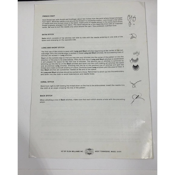 Elsa Williams Embroidery Kit Salt Marsh Roses Vintage RARE - Picture 5 of 5